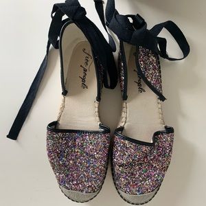 Free People Glitter Tie-up Paradise Espadrilles